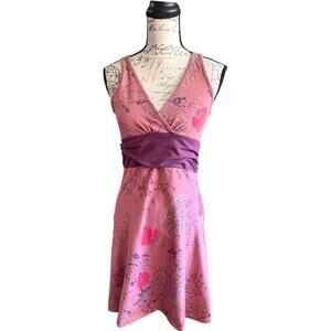 Patagonia Purple Floral Cotton V Neck Dress Size Medium